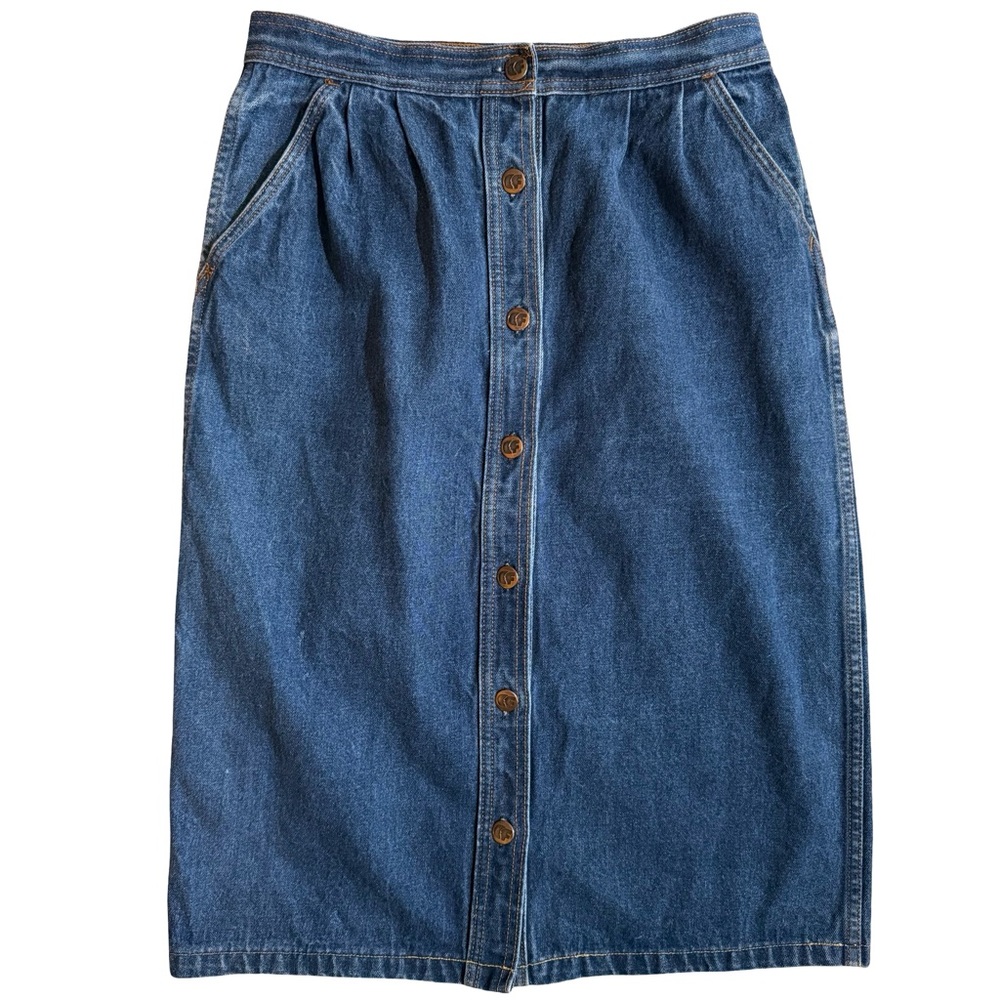 Vintage Charlotte‎ Ford Denim Button-Front Skirt 28”